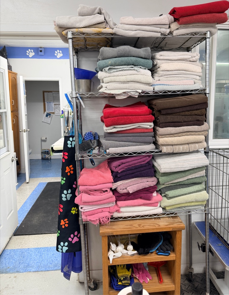 Fresh, folded towels ready at Brushcuts